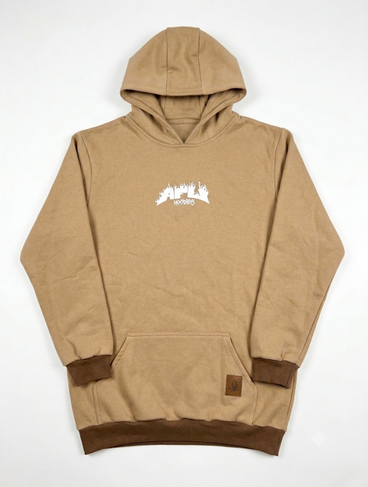Rider Hoodie FLAME Camel – Polerón con capucha canguro | Afu Hoodies