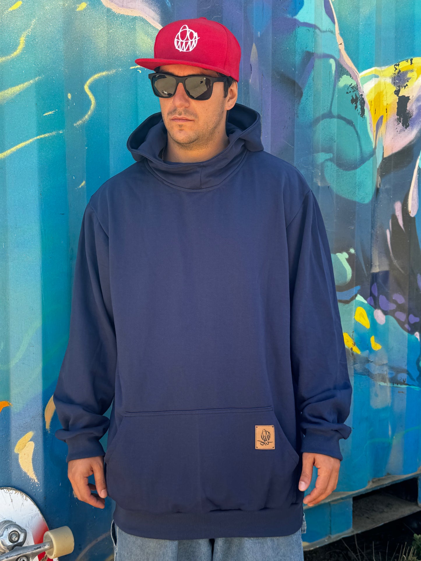 Rider Hoodie Dark Blue – Polerón con capucha canguro | Afu Hoodies
