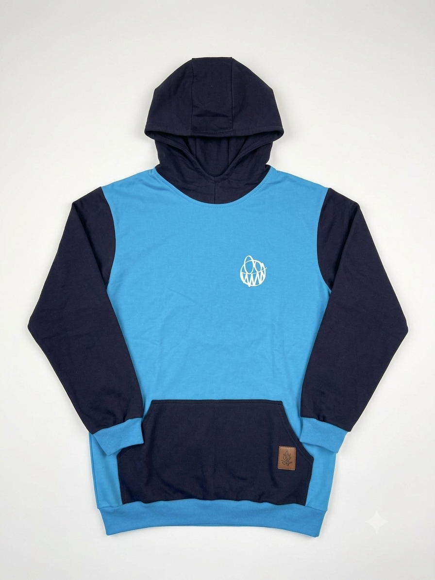 Rider Hoodie celeste/blue – Polerón con capucha canguro | Afu Hoodies