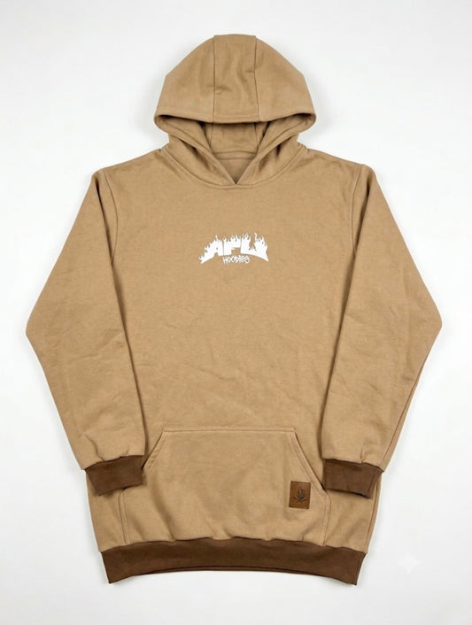 Rider Hoodie FLAME Camel – Polerón con capucha canguro | Afu Hoodies