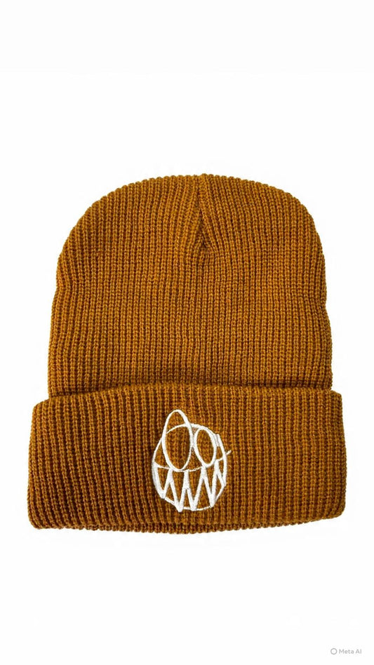 Beanie lana G logo Afu Ocre